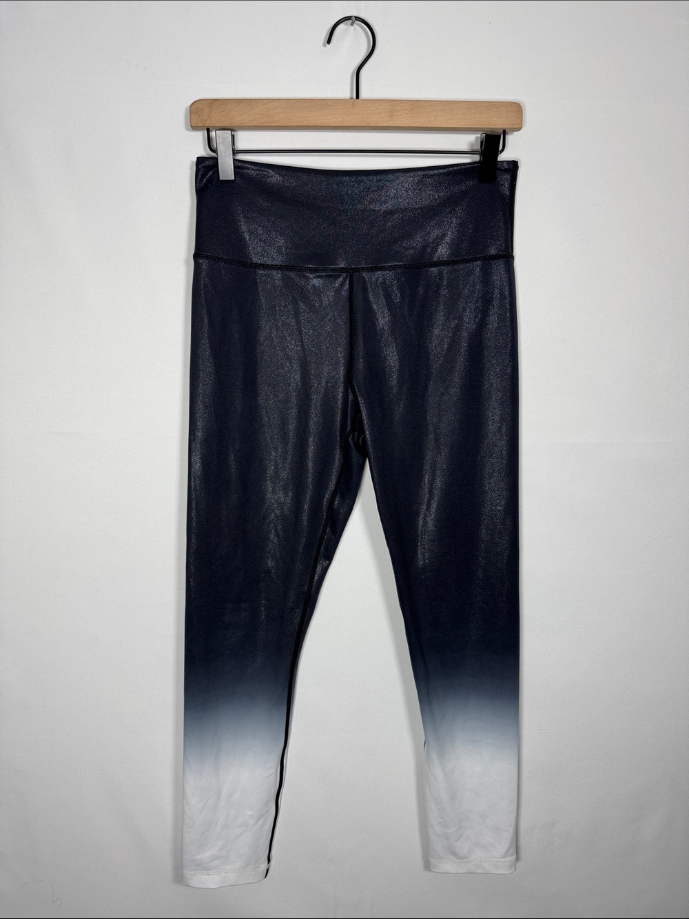 WAP144 {Zyia} Blue Metallic Sparkle White Ombre High Rise Leggings